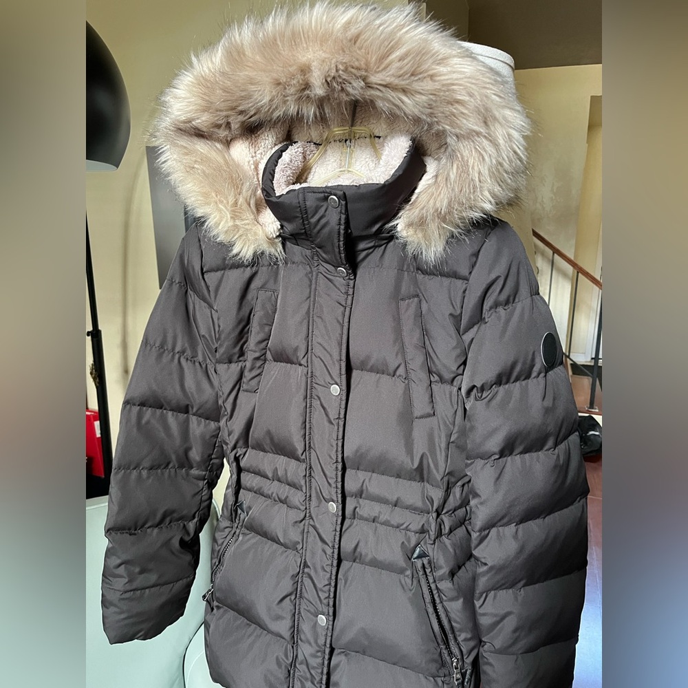 Lauren Ralph Lauren Hooded Puffer Jacket w/ Faux Fur — Petite Small